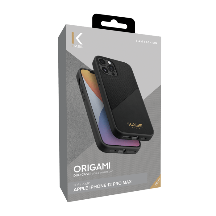 Coque Origami duo pour Apple iPhone 12 Pro Max, Noir urbain
