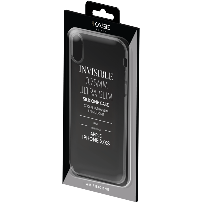 Coque Ultra Slim Invisible pour Apple iPhone X/XS 0,75mm, Transparent Gris