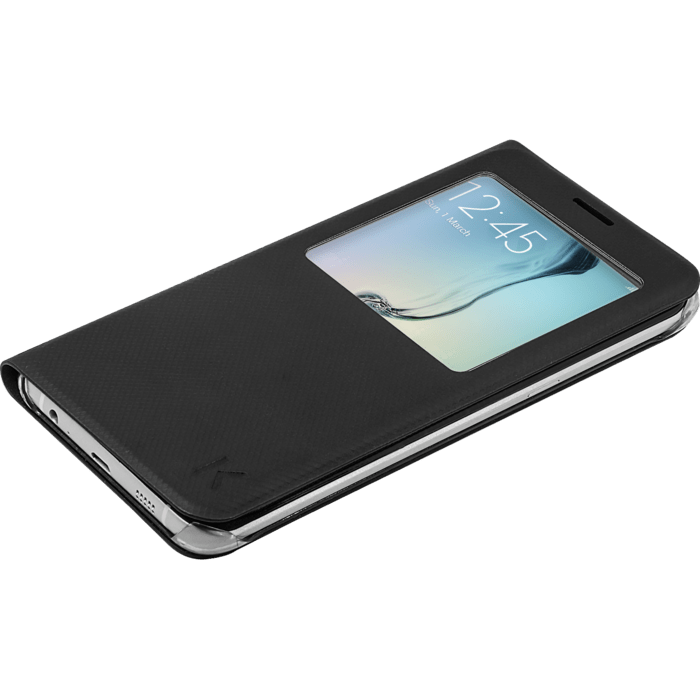 Etui &agrave; clapet avec Window View pour Samsung Galaxy S6 Edge Plus, Noir