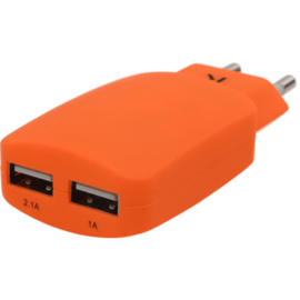 Chargeur Universel Double USB (EU) 3.1A, Orange Vif