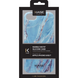 Coque en silicone effet marbr&eacute; pour Apple iPhone 6/6s/7/8/SE 2020, bleu granite