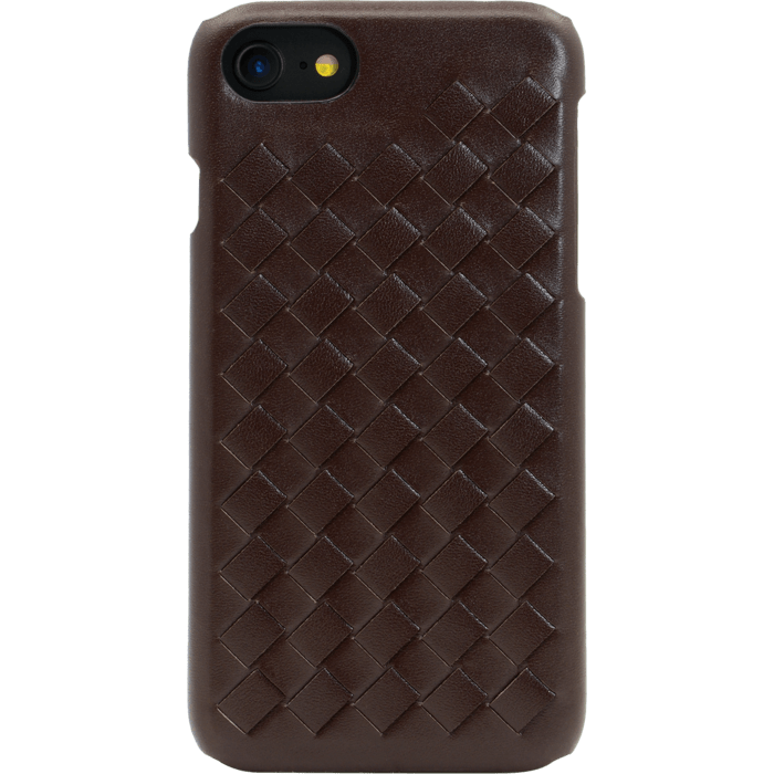 Coque en cuir v&eacute;ritable Treccia pour Apple iPhone 6/6s/7/8/SE 2020, Marron