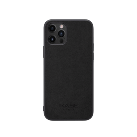 Coque en Su&egrave;de Alcantara pour Apple iPhone 12/12 Pro, Noir Minuit