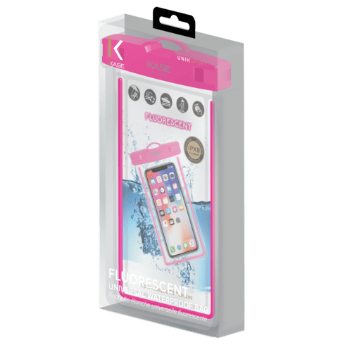Housse étanche IPX8 Pour IPhone 6/6S/6 Plus - Transparente Et Fluo Rose, Marque Novago, Neuve Sous Blister