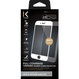 Protection d'&eacute;cran en verre tremp&eacute; (100% de surface couverte) pour Apple iPhone 6/6s/7/8, Blanc