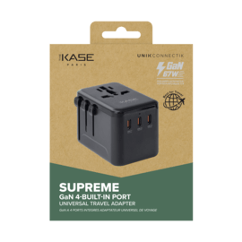 Supreme Universal Travel Adapter GaN 67W 4-bulit-in Port, Black
