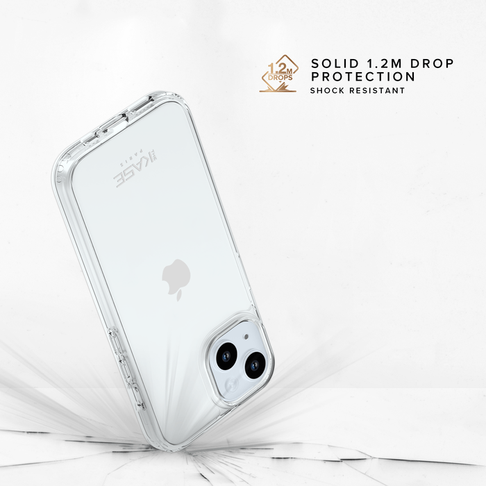 Coque hybride invisible fabriqu&eacute;e &agrave; 83 % de plastique recycl&eacute; pour Apple iPhone 15, transparente