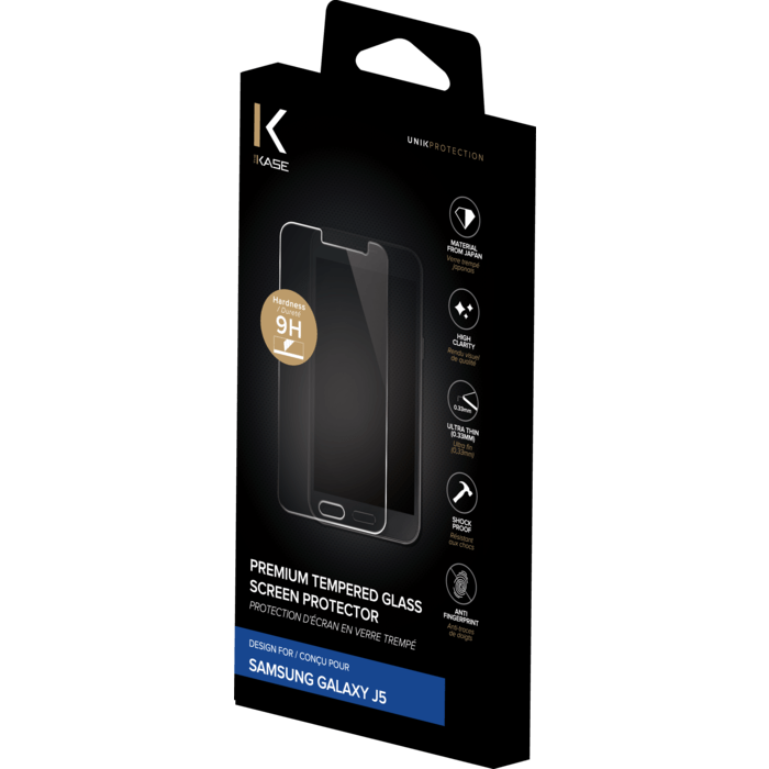 Protection d'&eacute;cran premium en verre tremp&eacute; pour Samsung Galaxy J5, Transparent