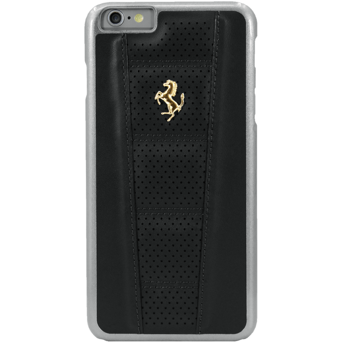 Ferrari Perforated Coque cuir veritable pour Apple iPhone 6/6s, Noir, Cheval doré
