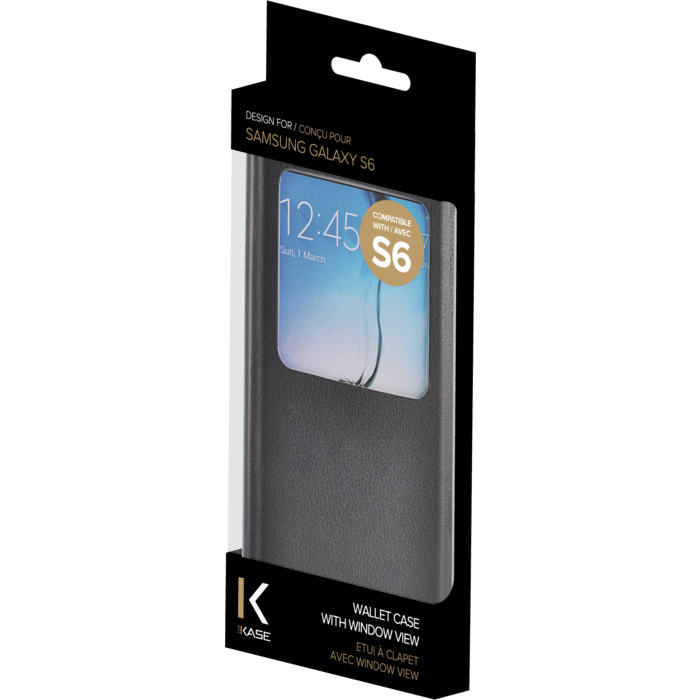 Etui &agrave; clapet avec Window View pour Samsung Galaxy S6, Noir