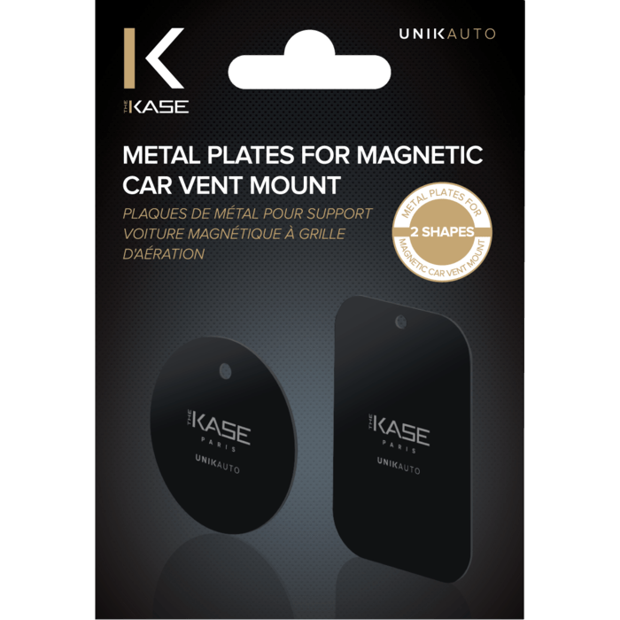 Plaques de métal pour support voiture magnétique à grille d'aération (2 formes)