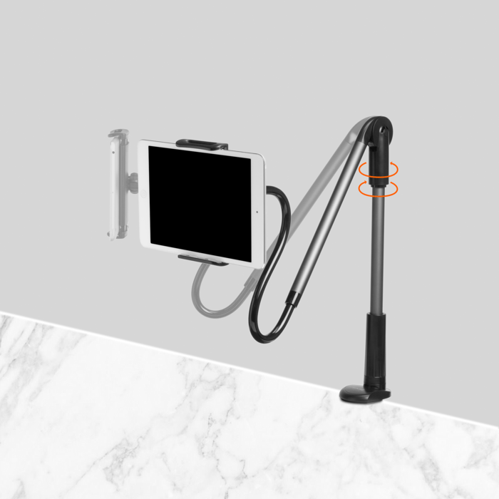 Support col de cygne pour tablette et smartphone (1,2 m), gris m&eacute;tallique