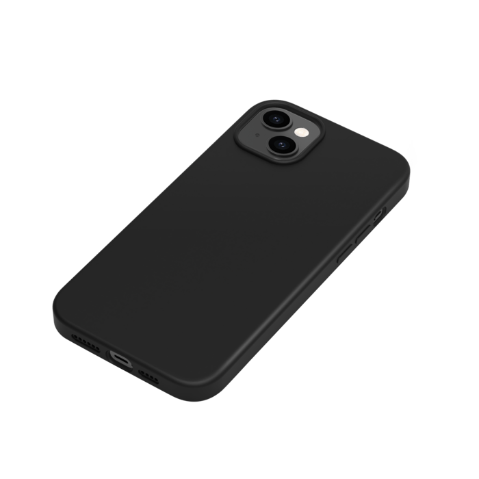 Coque antichoc en gel de silicone doux pour Apple iPhone 14 Plus, Noir satin