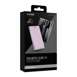 Diarycase 2.0 Coque clapet en cuir véritable avec support aimanté pour Apple iPhone 14, Mauve Lilas
