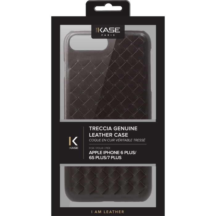 Coque en cuir véritable Treccia pour Apple iPhone 6 Plus/6s Plus/7 Plus/8 Plus, Marron