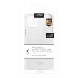 Coque antibact&eacute;rienne hybride invisible pour iPhone 12 mini, Transparente