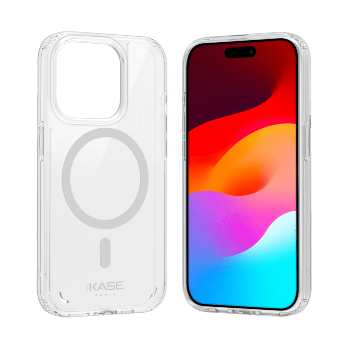 Coque antibact&eacute;rienne antichoc magn&eacute;tique invisible pour Apple iPhone 15 Pro, Transparente