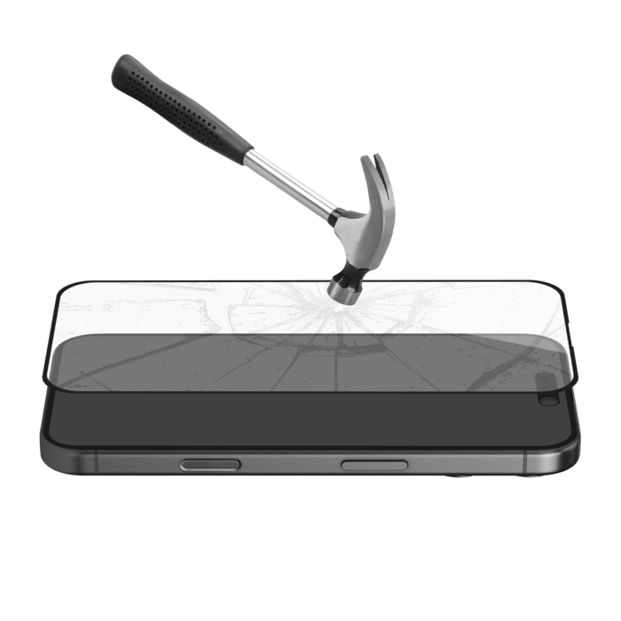 Protection d’écran antibactérienne en verre trempé ultra-résistant à bords incurvés (60% verre trempé recyclé) pour Apple iPhone 16 Pro Max, Noir