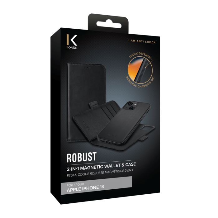 Etui & Coque robuste magn&eacute;tique 2-en-1 pour Apple iPhone 13, Noir Onyx