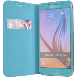Etui à clapet pour Samsung Galaxy S6, Bleu Topaze