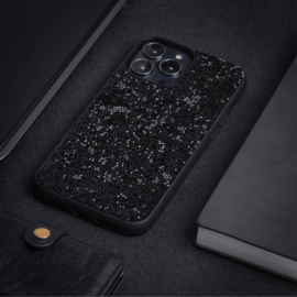 Coque Bling Strass pour Apple iPhone 13 Pro Max, Minuit Noir