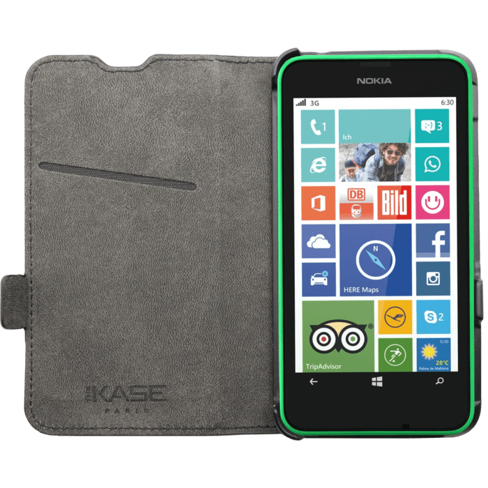 Coque clapet aimantée avec pochette CB pour Nokia Lumia 630, Noir