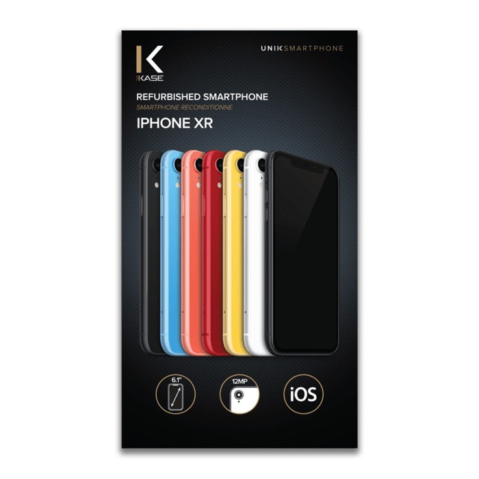 iPhone XR reconditionn&eacute; 64 Go, Blanc, SANS FACE ID, d&eacute;bloqu&eacute;