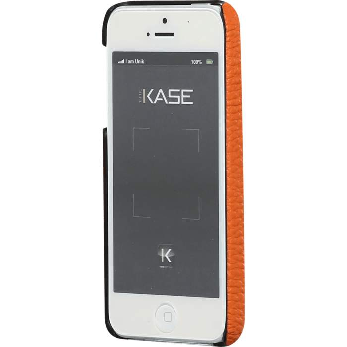 Coque pour Apple iPhone 5/5s/SE, cuir v&eacute;ritable Veau Grain&eacute; et Autruche, Orange