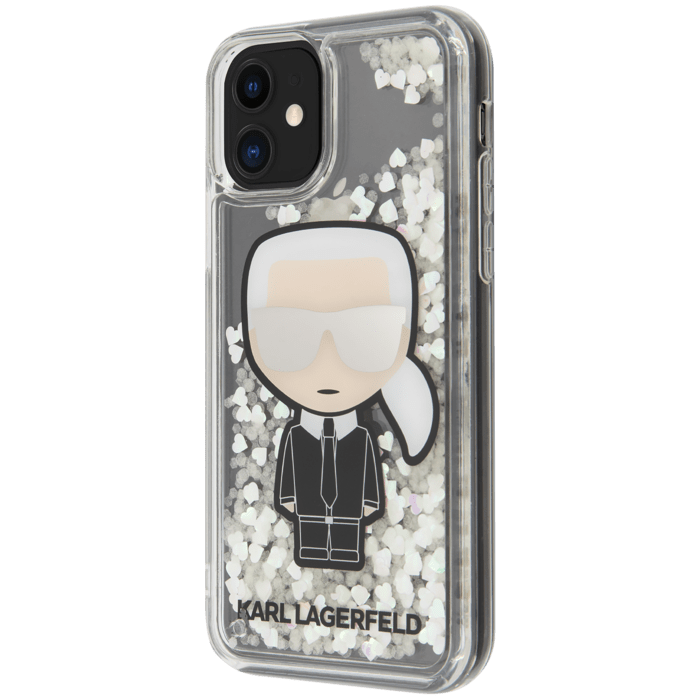 Coque Karl Lagerfeld iris&eacute;e et scintillante dans le noir pour Apple iPhone 11, Noir