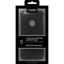 Coque en cuir véritable ultra slim pour Apple iPhone 6/6s/7, Noir Satin