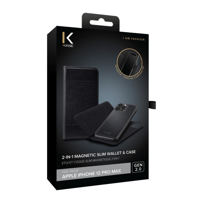 &Eacute;tui et Coque slim magn&eacute;tique 2-en-1 GEN 2.0 pour Apple iPhone 12 Pro Max, Noir