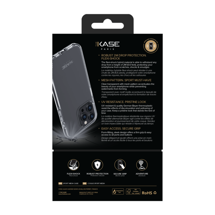 Coque Sport mesh pour Apple iPhone 15 Pro Max, Noir de jais