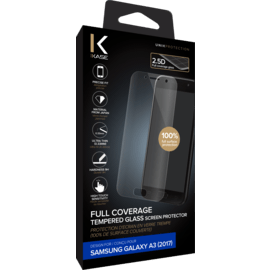 Protection d'&eacute;cran en verre tremp&eacute; (100% de surface couverte) pour Samsung Galaxy A3 (2017), Transparent