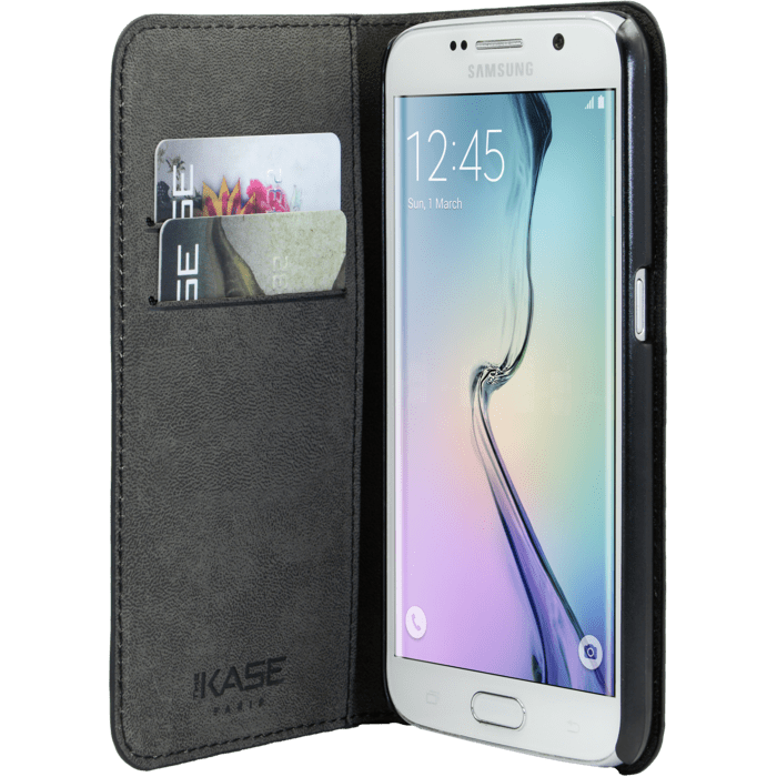 Coque clapet avec pochettes CB & stand pour Samsung Galaxy S6, Noir