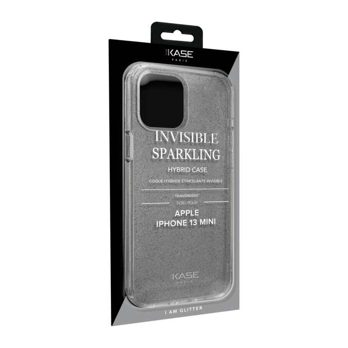 Coque hybride &eacute;tincelante invisible pour iPhone Apple 13 mini, Transparente