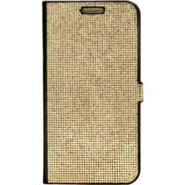Coque clapet pour Samsung Galaxy Note 5, Strass Dor&eacute;