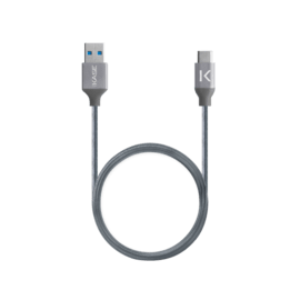 Fast Charge USB 3.2 GEN 2 Metallic braided USB-C to USB-A Charge/Sync cable (1M), Space Grey