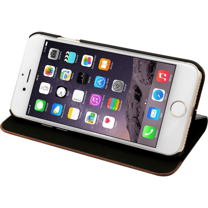 Coque clapet pour Apple iPhone 7/8/SE 2020, Motif noir litchi & Bois de Rose