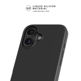 Coque antichoc en gel de silicone doux pour 55% de plastique recycl&eacute; Apple iPhone 16, Noir satin