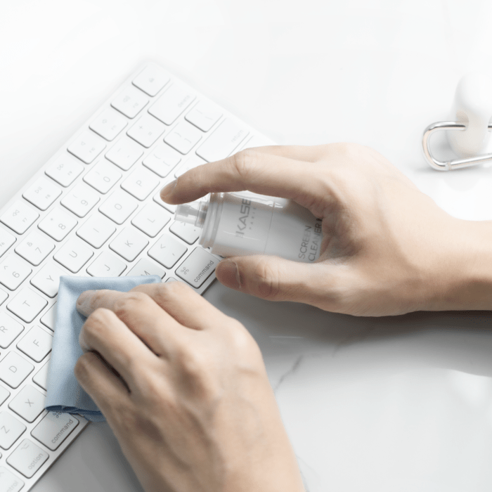 Spray antibactérien Eco-Clean 2-en-1 et kit de nettoyage d'écran en tissu microfibre