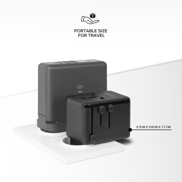 Supreme Universal Travel Adapter GaN 67W 4-bulit-in Port, Black
