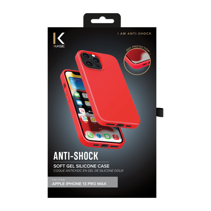 Coque antichoc en gel de silicone doux pour Apple iPhone 13 Pro Max, Rouge Ardent