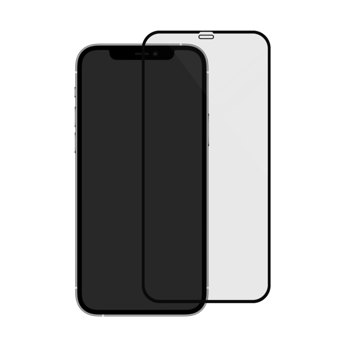 Protection d&rsquo;&eacute;cran antibact&eacute;rienne en verre tremp&eacute; ultra-r&eacute;sistant (100% de surface couverte) pour Apple iPhone 12/12 Pro, Noir