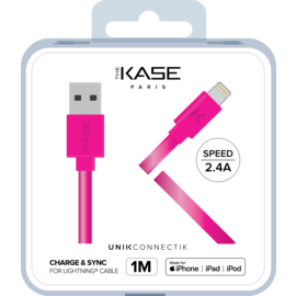 C&acirc;ble Lightning certifi&eacute; MFi Apple Charge Speed 2.4A charge/ sync (1M), Rose Bonbon