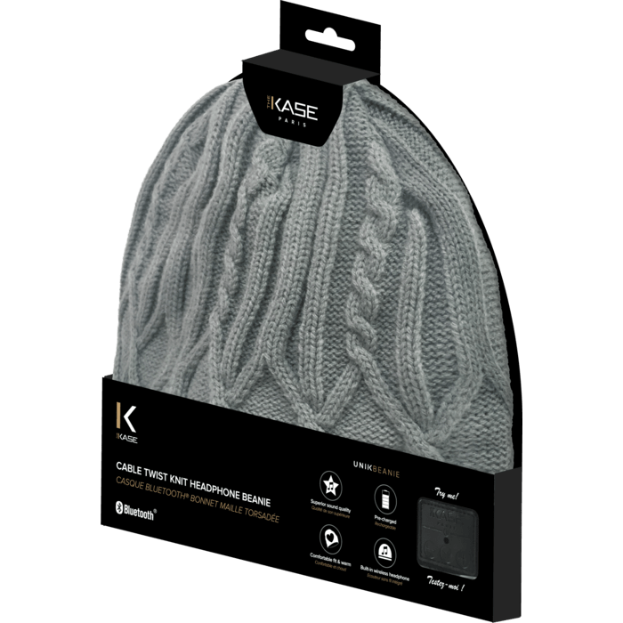 Casque Bluetooth Bonnet maille torsad&eacute;e