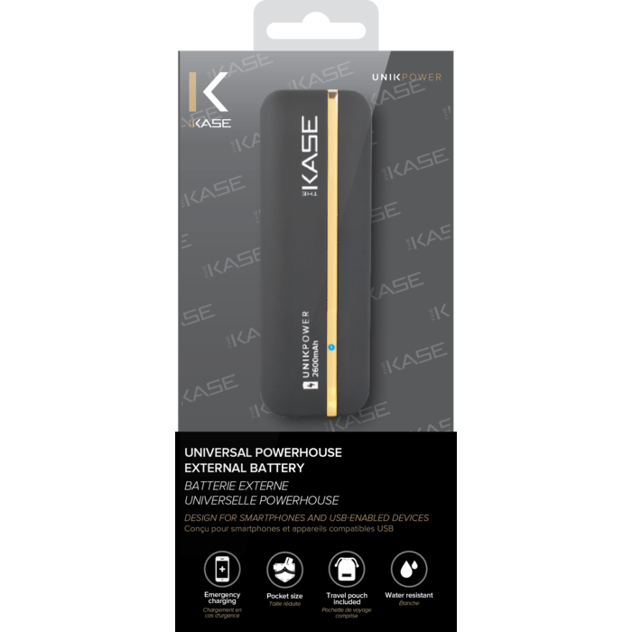 PowerHouse Universelle batterie externe, 2600 mAh, Noir