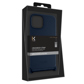 Coque en gel de silicone doux en bandouli&egrave;re pour Apple iPhone 12 Pro Max, Bleu Oxford