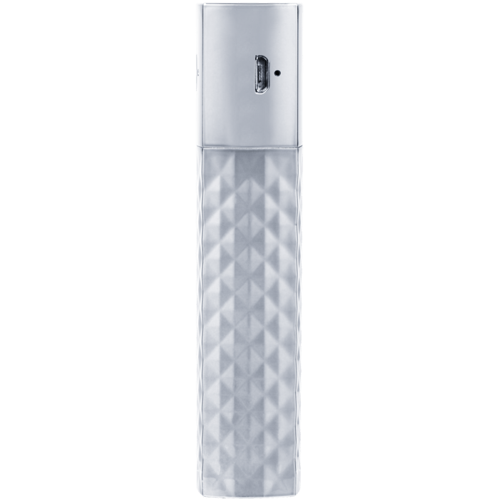 Batterie Externe Rouge &agrave; L&egrave;vres Bling Bling m&eacute;tallique 2600 mAh, Argent