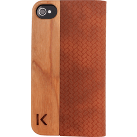 Coque Clapet pour Apple iPhone 4/4S, Marron et Bois Naturel Cherry
