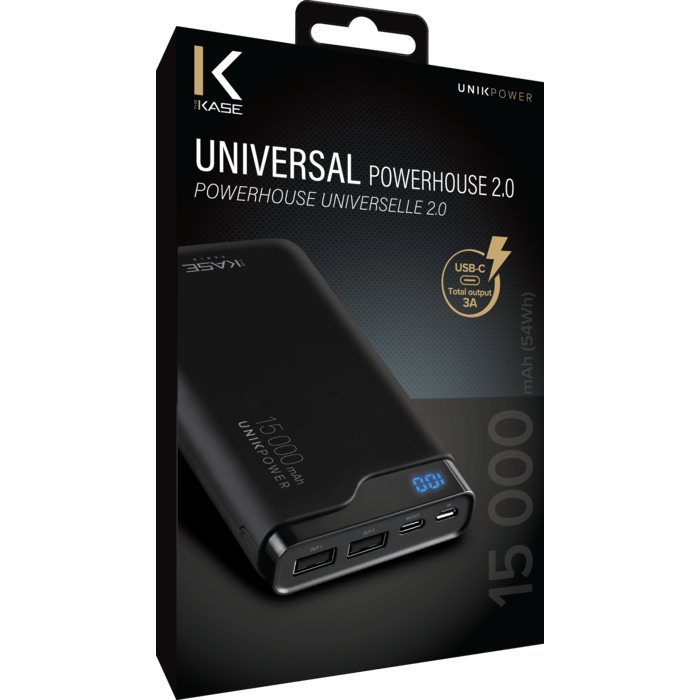 PowerHouse universelle batterie externe 2.0 15000mAh, Noir